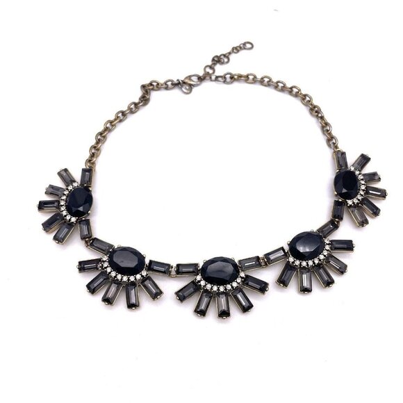 J. Crew Chunky Crystal Rhinestone Necklace Gold Tone Adjustable Signed 19" - Picture 1 of 3